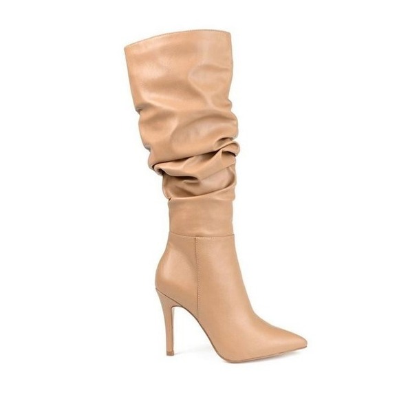 Unknown Shoes - Taupe Slouchy Knee High Boots Stiletto Heel Wide Calf Vegan Journee Sonnet 9.5WC